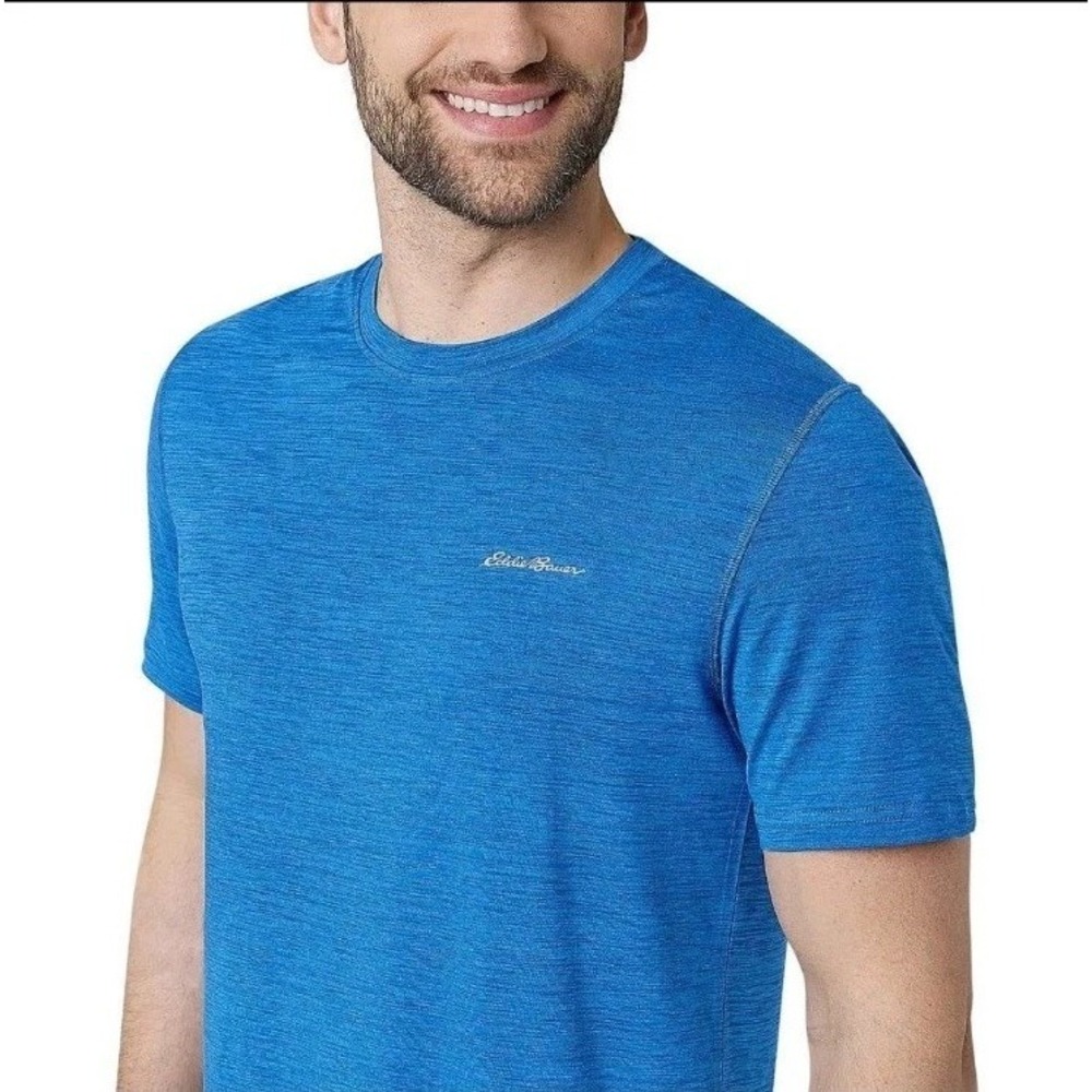 Eddie Bauer Shirt Mens XXL Blue FreeDry Motion Short Sleeve Active Tee‎ Stretch